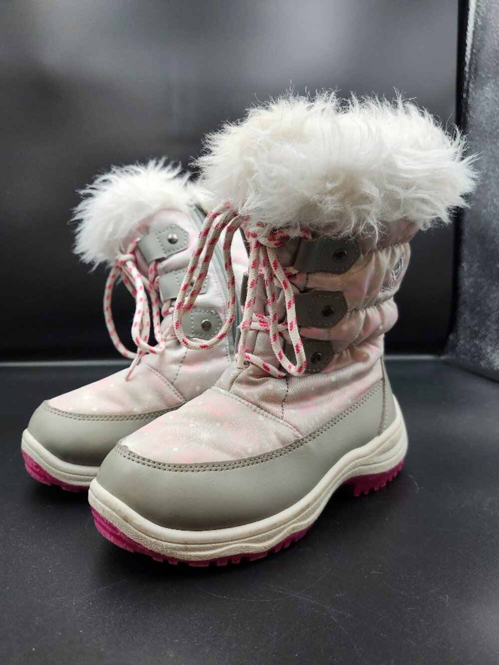 Dream Pairs Kids Winter Snow Boots Nordic Gray Pink Size 12